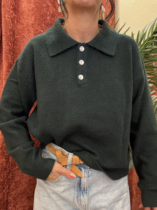 Polo Molly Bracken  bottoni col. verde bosco 