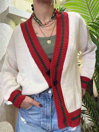 Cardigan Vicolo righe gucci col. rosso scarlatto 