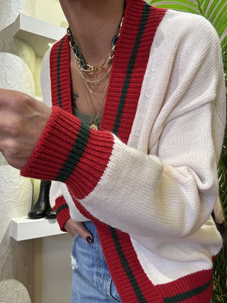 Cardigan Vicolo righe gucci col. rosso scarlatto 