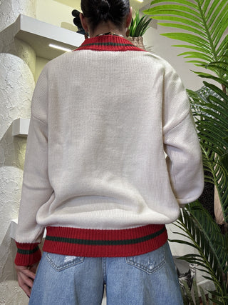 Cardigan Vicolo righe gucci col. rosso scarlatto 