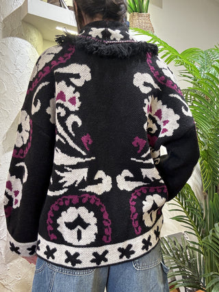 Cardigan Vicolo frange col. nero 