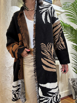 Cardigan Vicolo frange lungo col.nero 