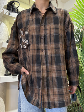 Camicia Vicolo quadri col. cammello 