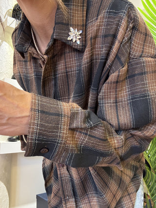 Camicia Vicolo quadri col. cammello 