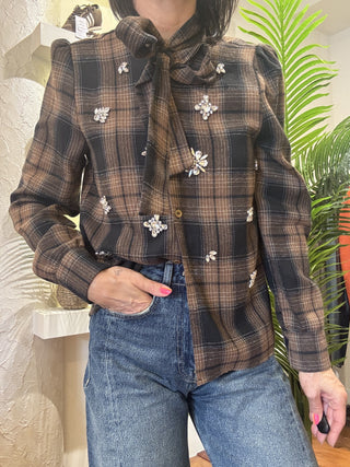 Camicia Vicolo fiocco applicazioni gioiello 