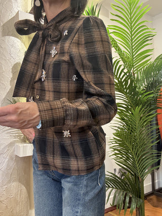 Camicia Vicolo fiocco applicazioni gioiello 