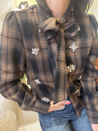 Camicia Vicolo fiocco applicazioni gioiello 