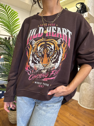 Felpa Vicolo wild heart col. cioccolato 