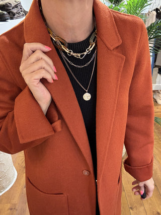 Cappotto Vicolo monopetto con tasche col. Coccio 