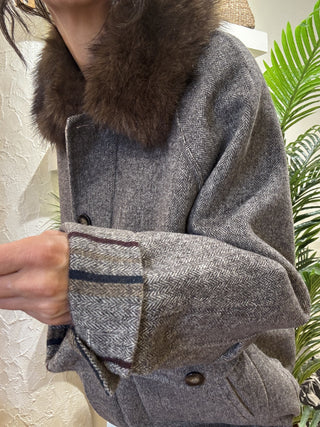 Cappotto Vicolo collo pelliccia col. marrone burro 