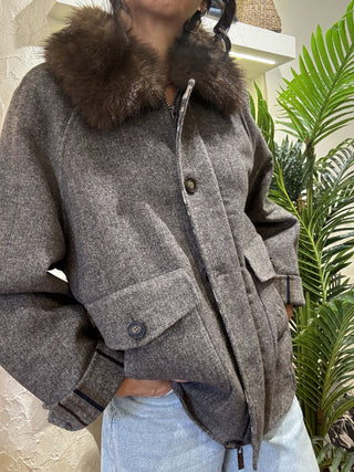 Cappotto Vicolo collo pelliccia col. marrone burro 