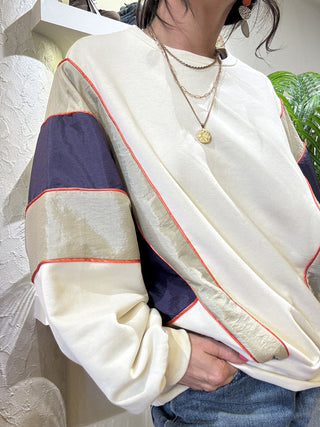 Felpa Vicolo bande colorate col. beige 
