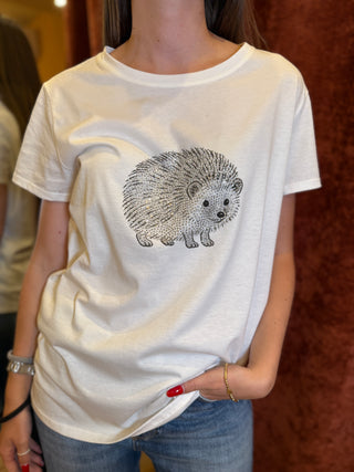T-shirt Vicolo con stampa riccio col. Bianco
