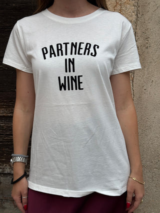 T-shirt Vicolo con stampa "partners in wine" col. Bianco