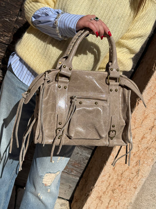 Borsa pelle big size col. Fango