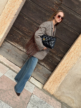 Blazer oversized Vicolo con frange col. Marrone