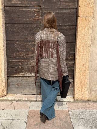 Blazer oversized Vicolo con frange col. Marrone