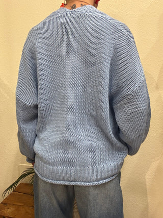 Cardigan Haveone basico over col. Azzurro