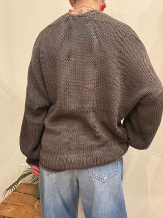 Cardigan Haveone basico over col. Marrone