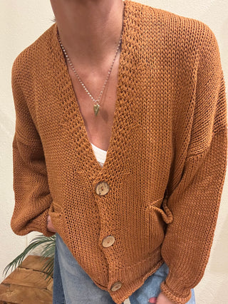 Cardigan Haveone basico over col. Tabacco