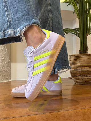 Adidas Gazelle Art. IH5492 colore Lilla righe giallo fluo