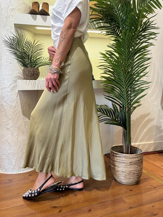 Gonna satin Haveone col. Verde militare