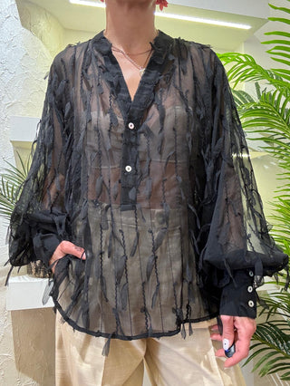 Camicia Philia Loft  con frange col. Nero