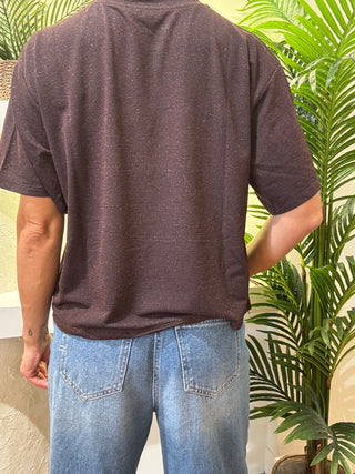T.shirt Kontatto girocollo over lurex col. Marrone