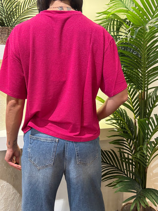 T.shirt Kontatto girocollo over lurex col. Fucsia