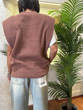 Gilet Haveone bottoni lato col. Cipria