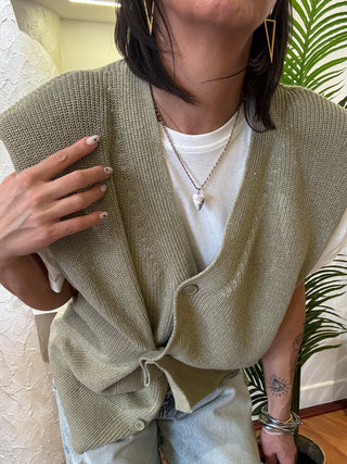 Gilet Haveone bottoni lato col. Verde militare