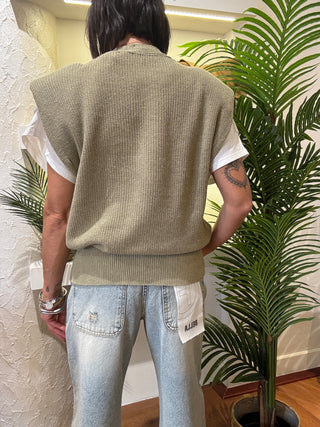 Gilet Haveone bottoni lato col. Verde militare