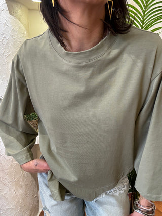 T shirt Haveone pizzo fondo col. Verde militare