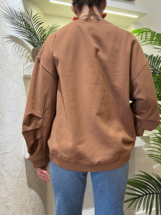 Felpa Vicolo  "I am on a Champagne diet" col. Tabacco