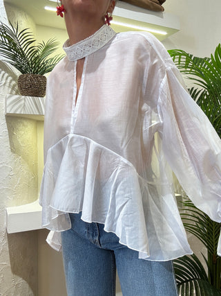 Camicia con balza Have One col. Bianco