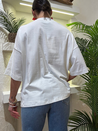 T shirt Haveone  frange pailettes col. Burro
