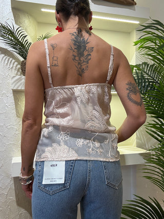 Top Vicolo pizzo lavorato col. Champagne