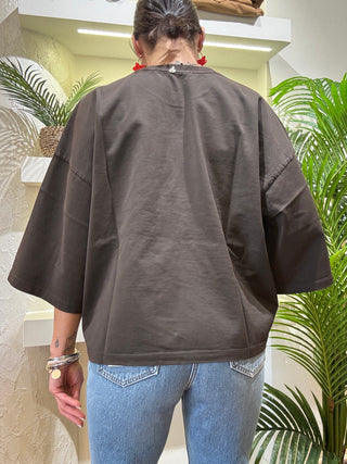 T shirt Philia Loft over col marrone