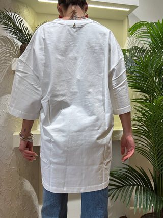 Maxi t shirt Philia Loft over col. Bianco