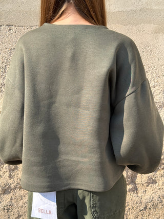 Felpa strass Have one col. Verde militare