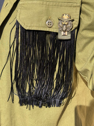 Camicia pizzo e frange Philia Loft col. Verde militare
