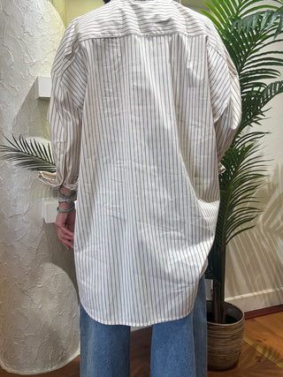 Camicia Vicolo  righe cuoio oversize