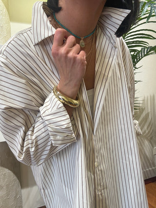 Camicia Vicolo  righe cuoio oversize