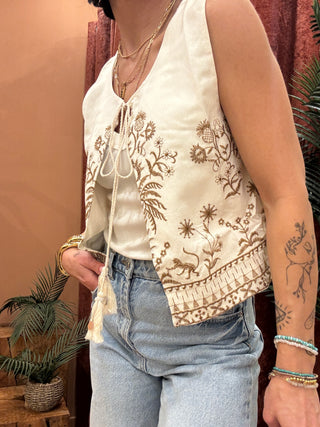 Gilet Molly Bracken ricamo beige