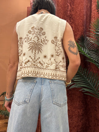 Gilet Molly Bracken ricamo beige