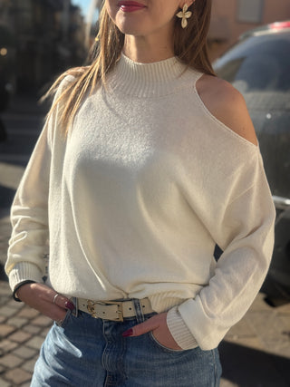 Lupetto cut-out monospalla Kontatto col. Panna