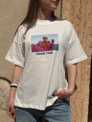 T-shirt Vicolo "Good time" col. Bianco