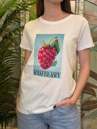T-shirt Vicolo con stampa lampone col. Bianco