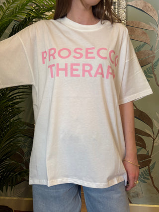 T-shirt Vicolo col. Bianco con stampa prosecco therapy