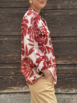 Camicia Vicolo fantasia floreale rosso